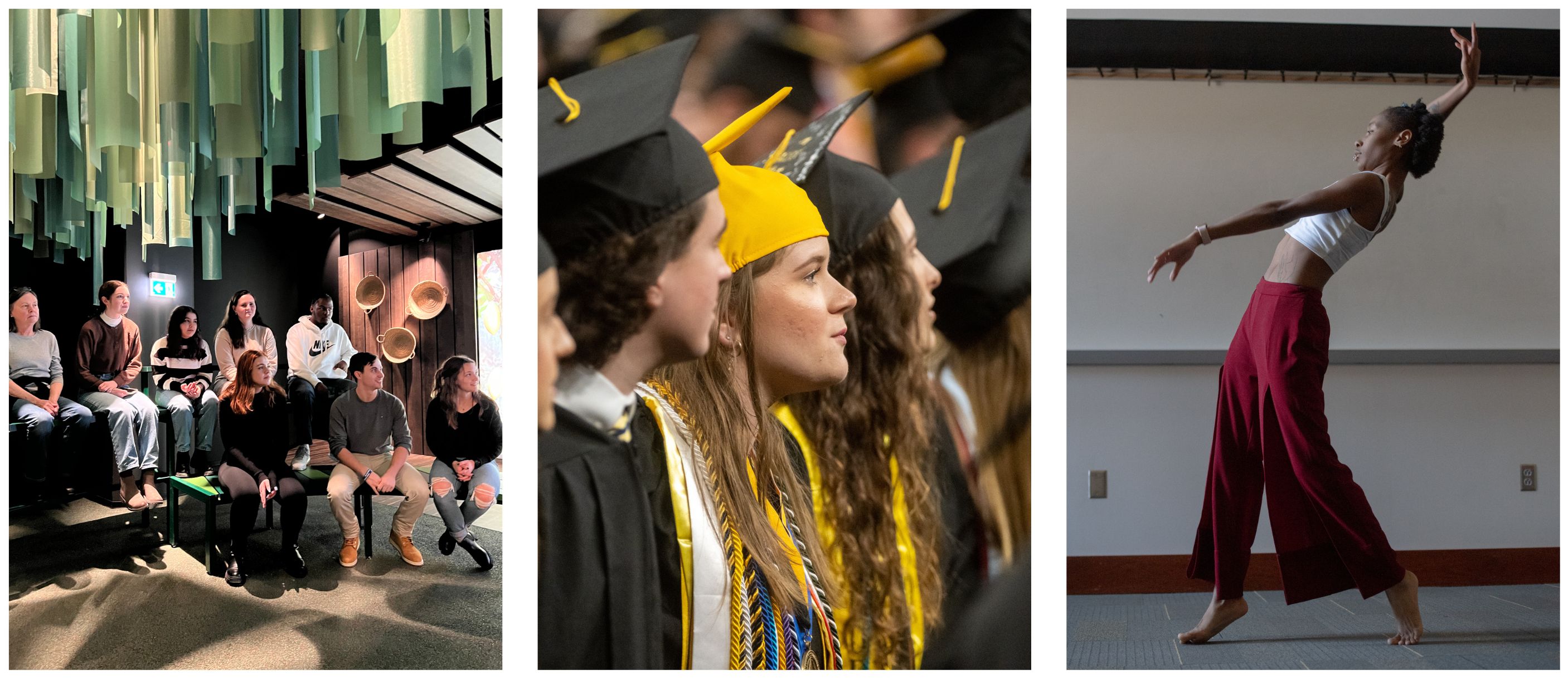 Collection of images of Honors College scholars engaging in research and creative activity and also at graduation