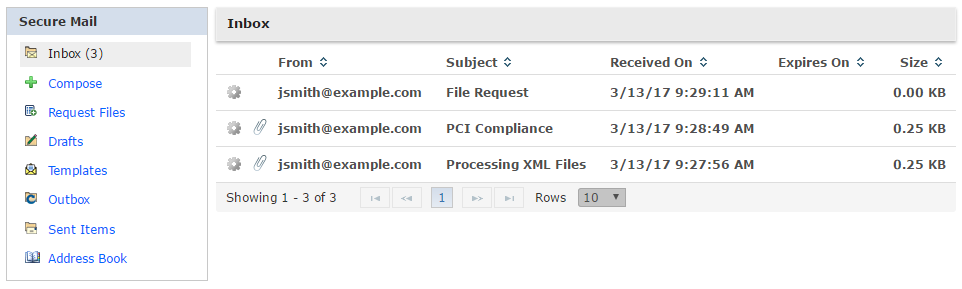 Secure Mail feature Secure Mail feature