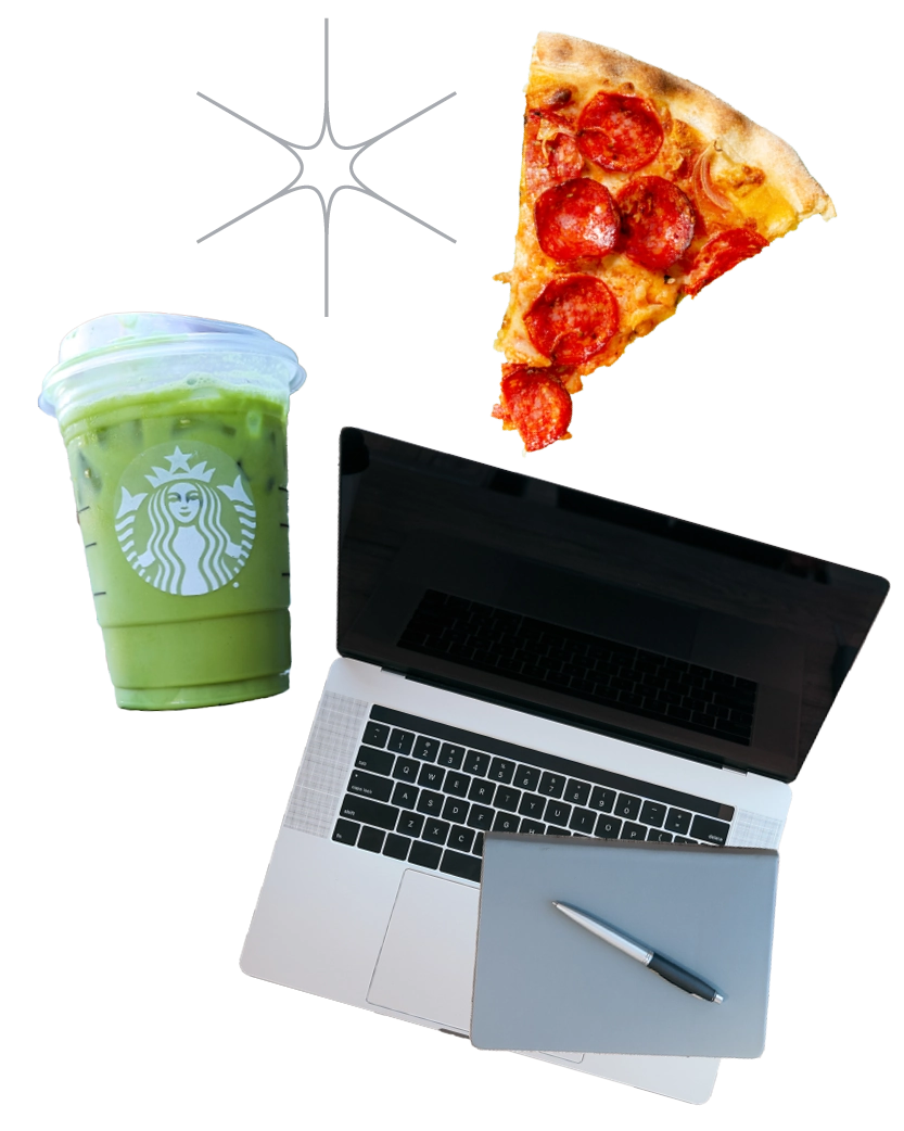 pizza and drinks