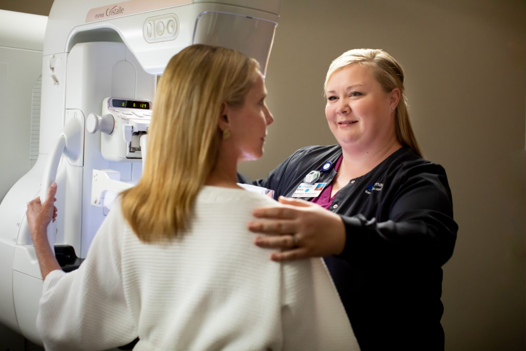 patient getting a mammogram