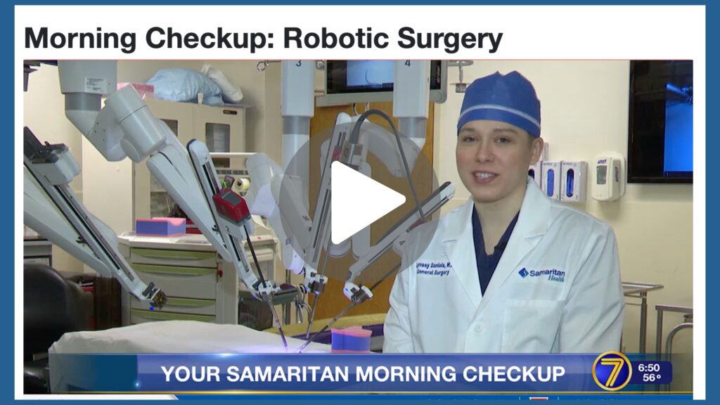 Video thumbnail for Robotic Surgery Morning Checkup segment. Click to watch.